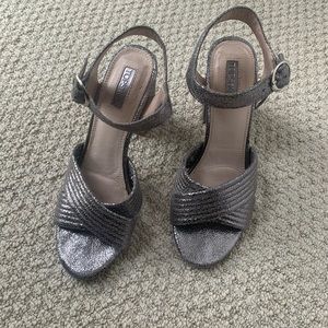 Topshop silver/gun metal chunky heel size 8